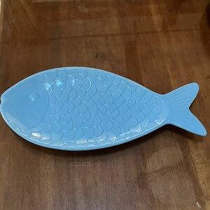 Robins egg blue Fish-Shaped Ceramic Serving Plate